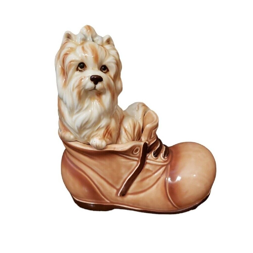 Vintage Dog in Boot Figurine Made in Japan Puppy Shoe